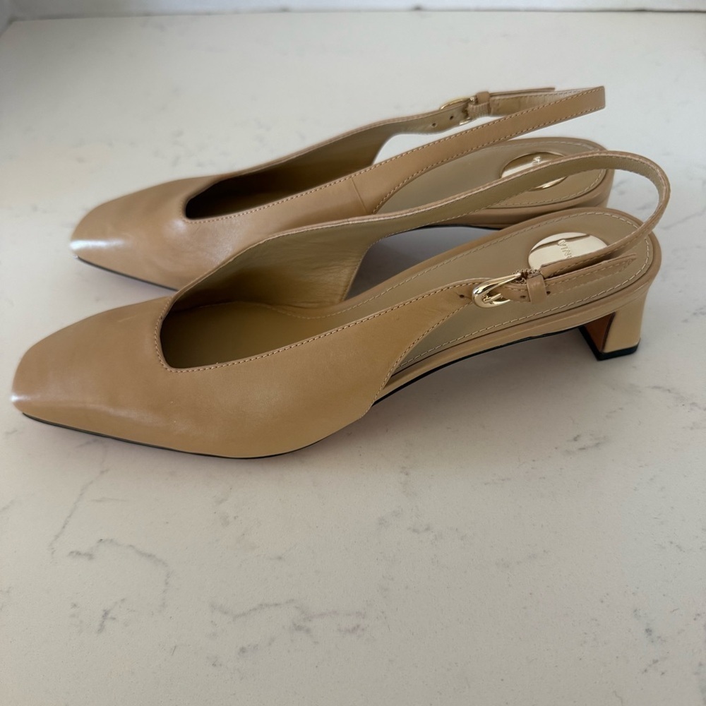 New Vince Hart square toe slingback nude leather heels size: 6 - Picture 4 of 5